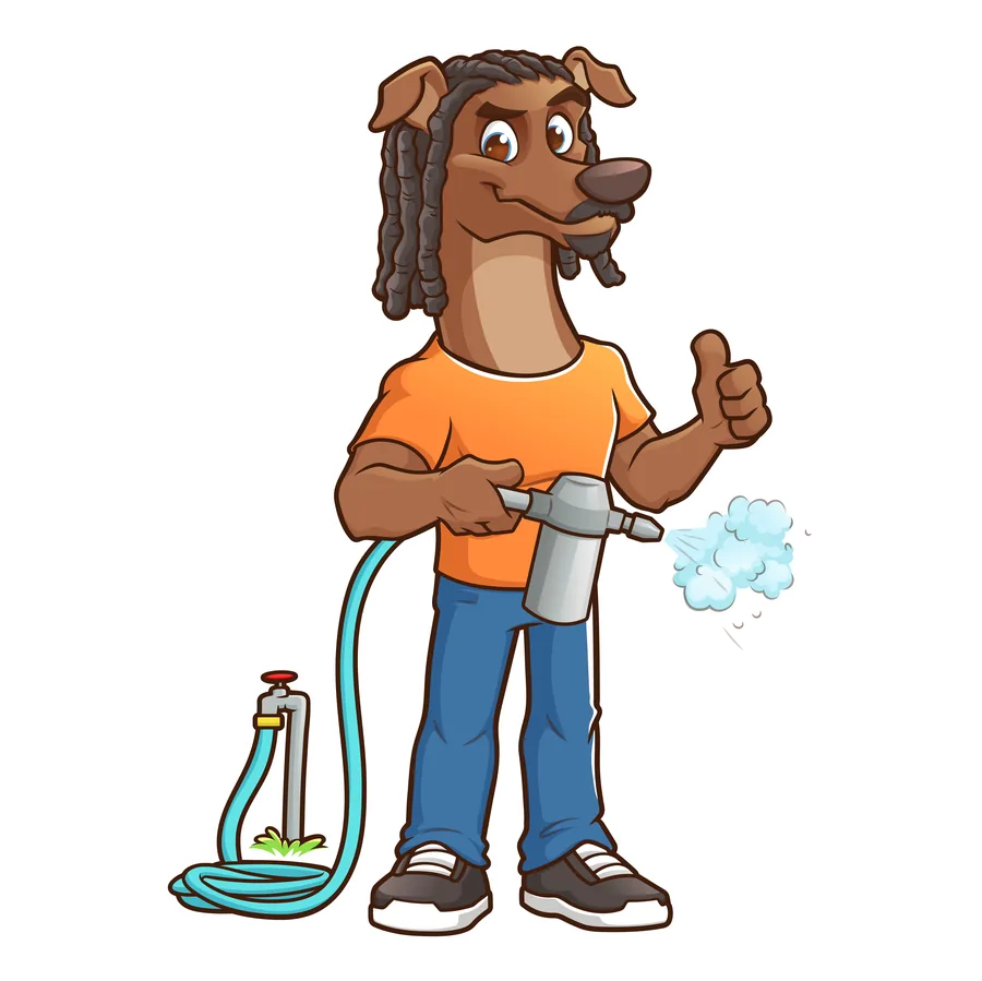 Mascot with sanitizer sprayer